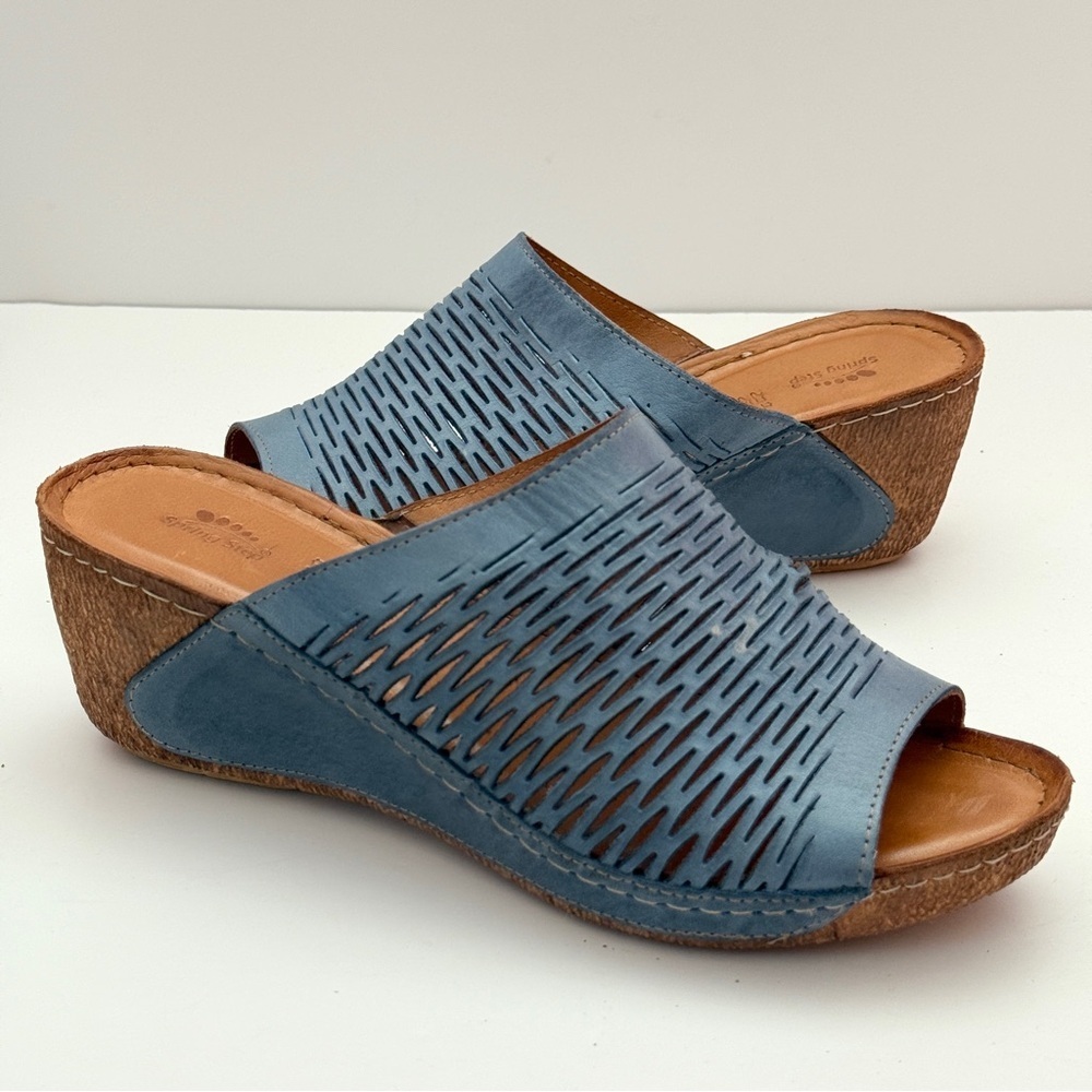 Spring Step Cunacena Women's Leather Slip On Wedge Sandal Size 9.5